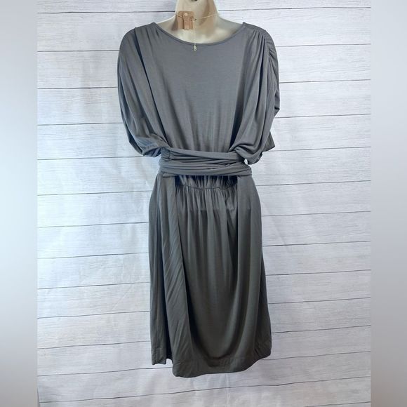 NWT BCBG Y2K Flowy V Neck Dress Detailing Sash Wrap Belt Large 💗 - Picture 7 of 9